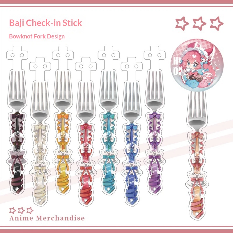 Acrylic Cosplay Prop - Anime Acrylic Bowknot Fork Shape Badge